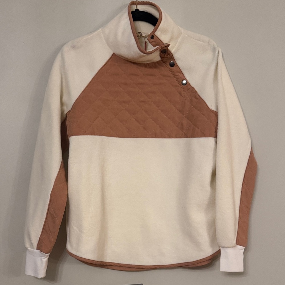 Entro Cream and Dusty Pink Quilted Pullover Jacket